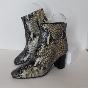 Aquatalia Florita Snakeskin Bootie Leather Block‎ Heel Size 6.5